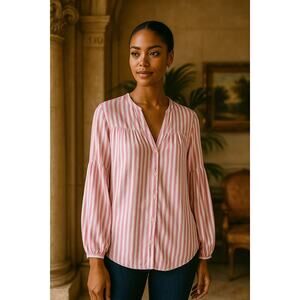 OLD NAVY Vertical Striped Slub-Weave Casual Popover Shirt Tunic for Women Sz M
